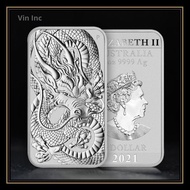Silver Dragon Bar 2021 edition - Koin Perak berbentuk Kotak 1 oz
