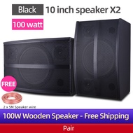 100W(10 inch woofer)2-Way Full-Range Passive Speaker Karaoke Home Theater TV Amplifier Speaker DJ Subwoofer,Bar,Church,Wooden Box,A Pair