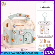 Kids Piggy Bank Toy Cute Cartoon House-shaped Piggy Bank With Stickers For Kids Gifts Home Decor