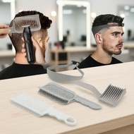 Men's Haircut Fade Guide, 4pcs Set with Silicone Band, Curved Comb, Flat Top, and Self Haircut Tool