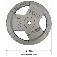 silver1pc x 20kg 5cm hole MARCY Weight Plate Tri Grip Handhold Cast Iron Dumbbell Gym Barbell Bar We