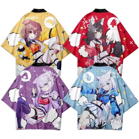 Anime Hololive Ookami Mio Short Sleeve Haori Cosplay Costume Men Woman Casual Student Loose Tops Sho