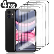 4PCS Full Cover Tempered Glass For iPhone 11 12 13 14 Pro XS MAX XR Glass Screen Protector For iPhone X 6 7 8 Plus Protective Glass