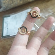 cincin ring bulat hitam permata putih emas asli 375 8k unik 2 gram