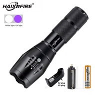 Haixnfire G700 E17 T6+395nm UV flashlight With Zoom Function UV Black Light Pet Urine Stains Detecto