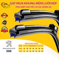 Gạt mưa lưỡi kép cao cấp cho xe PEUGEOT 3008 bộ cần gạt kính nước mưa xe oto 2 lưỡi khung mềm ô tô g