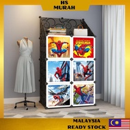 Rak Kiub Baju Budak Almari Pakaian Baby Kanak Kids Wardrobe 6 Cube Spiderman Clothes Rack Toy Storage Cabinets Organizer