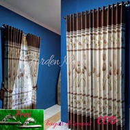 Gorden Pintu Kamar/ Gorden Ruang Tamu Motif Minimalis Warna Coklat Paduan Cream / Horden Jendela Model Terbaru / Walpaper Dinding / Tirai Gorden / Tabir Jendela / Lansai