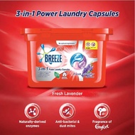 Breeze 3 in 1 Power Laundry 18 Capsules Fresh Lavender (1 Capsule For 5-7kg Load) 18 x 216g