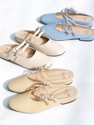 25twentyfives - MAILA รองเท้าเปิดส้นสุดคิ้วท์ที่ต้องมี! ดีไซน์สายคาดคู่ไขว้ | ส่งตรงจาก ALIN Brand