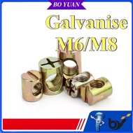 Hammer nut M6M8 furniture bookcase bed screws baby bed accessories horizontal hole nut hammer head h