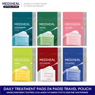 MEDIHEAL 14P Daily Treatment Pad Travel Pouch -PDRN,Teatree,Madecassoside,Collagen,Watermide,Phyto,V