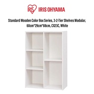 IRIS Ohyama Japan Color Box 2-3 Tier Wood Storage Shelf - CX23C, White/Brown