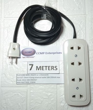 7 meters Heavy Duty Extension Cord wire (4)Four Gang flat cord #16 black wire