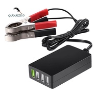Portable DC Charger 12V/24V to 5V 4-Port USB Charger Multiport Usb Charger with Battery Clip for Oth