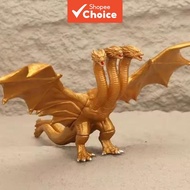 Soft Rubber Golden Three-Headed Dragon Monster Toy Doll Anak Patung Mainan Monster Naga Tiga Kepala 