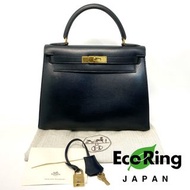 △ Hermes 愛馬仕 Kelly 28 Navy Swift Calfskin Gold-Plated Hardware Handbag Stamp [A] 深藍色滑面牛皮金扣手袋 [A]刻 - 