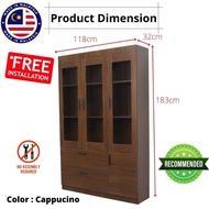 ROAM Display Cabinet 3 Door 2 Drawer Almari Buku Rak Buku Storage Cabinet Bookshelf with Glass Door 