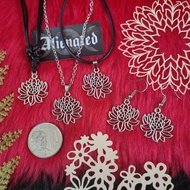 Flower Lotus "B" Necklace Earrings Gothic Grunge