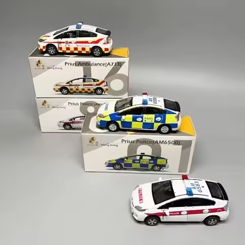 Hong Kong TINY 1:64 Prius AM6500/AM6583 Police A713 Ambulance Alloy Car Model Doors Can Be Opened Ho
