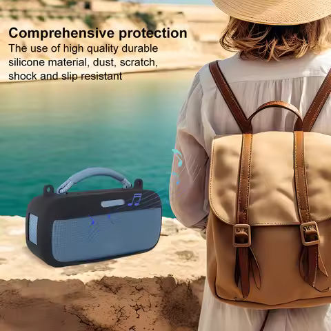 Silicone Case Cover with Shoulder Strap Protective Skin Sleeve Portable Speaker Case for Bose SoundL