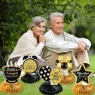 [ponajimy] 9PCS Retirement Party Decorations, ck And Gold Retirement Table Decorations, Retirement C