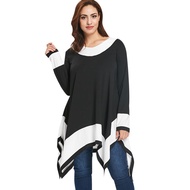 Muslimah Dress Plus Size Long Sleeve Two Tone Handkerchief T-shirt