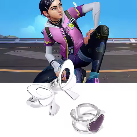Game VALORANT Clove Ring Alloy Opening Adjustable Purple Butterfly Love Heart Rings Jewelry Accessor