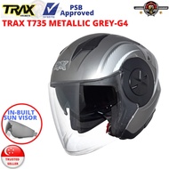 TRAX Helmet T735 Metallic Grey G4 (PSB Approved) Come with Free Helmet Bag