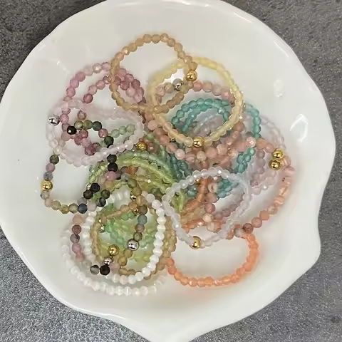 Handmade Multi Color Opals Rings For Wedding Stretchy Adjustable Bohemian Women Ring Statement Jewel