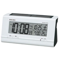 SEIKO SQ766W Alarm Clock Table clock Hybrid solar Radio waves Digital calendar temperature Express White Pearl