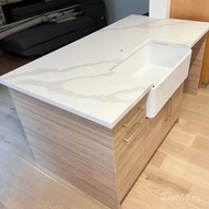 Silicone-Free Artificial Stone Marble Pattern Stair Quartz Stone Window Sill Countertop Finished Whi