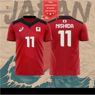 Japan Olympic Volleyball Jersey Nishida Yuji No. 11 /3 Color Casual Men's and Women's T-shirts