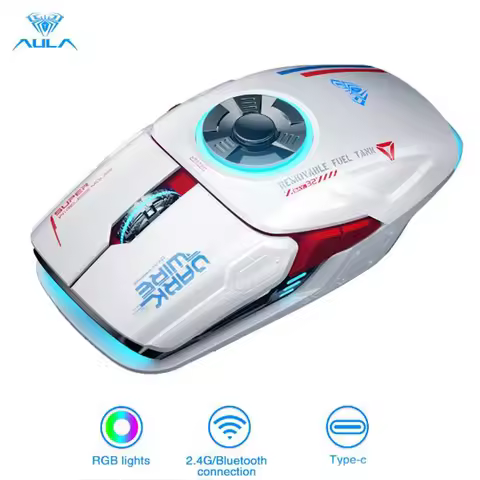 AULA H530 Newest Wireless Mouse four-mode decompress charging gyro mouse rotating esports gaming RGB