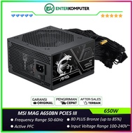 MSI MAG A650BN PCIE5 III 80 Plus Bronze Non-Moular Power Supply 650 Watt PSU/