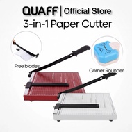 QUAFF 3-in-1 Paper Cutter Set: A4 Paper Trimmer + Free A4 Replacement Blade & 3-Size Rounded Corner 
