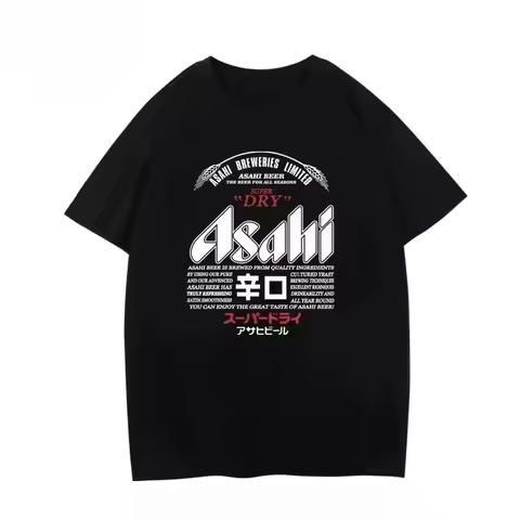 Summer Fashion 2026 New Asahi Beer Men's Printed T-shirt Asahi Beer Short Sleeve Japan Luxury Summer
