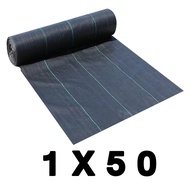 ผ้าคลุมวัชพืช PP ซึมผ่านได้ สีดำ ความกว้าง 50/100 ความยาว 1 เมตร ใช้งานได้ 3-4 ปี สำหรับสวนและเกษตร