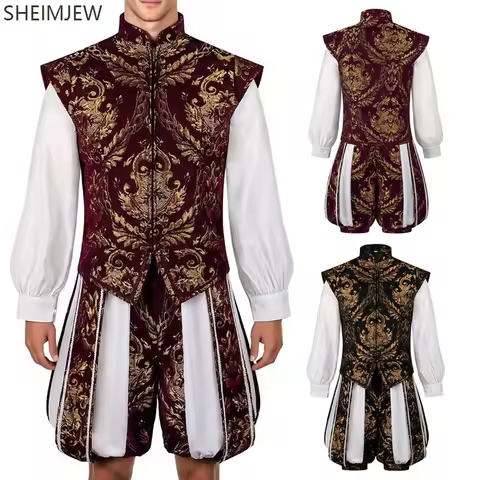 Medieval England King Renaissance Mens Elizabeth Prince Tudor Henry Cosplay Luxury Embroidered Vest 