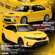收藏家門市新品預訂 MOTORHELIX 1/18 合金全開汽車模型 Mitsubishi Lancer Evolution IV + Honda Civic Type R（FL5) 各款 $500定