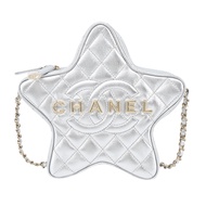 CHANEL Star Handbag 經典雙C LOGO小羊皮星星肩背/斜背包(任選)/平行輸入/ 銀色