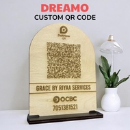Custom Wood QR Code With Stand DuitNow Scan Pay MAE Touch 'n Go E-Wallet QR Kod Social Media