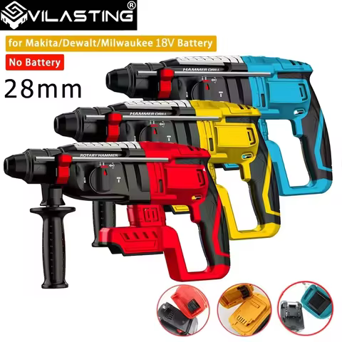 Brushless 28MM Electric Hammer Drill Multifunctional Rotary Cordless Rechargeable PowerTool For Maki