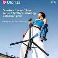 TT91 Auto-Open Tripod Extension Pole 2-in-1 Selfie Stick 166cm Max Height for Action Camera Pocket V