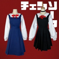 東山小紅cosplay服裝電鋸人cos服 日系藍色連衣裙制服cos黑色制服