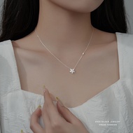 999 Pure Silver Flower Zircon Necklace