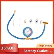 R134A Refrigerator Freon Recharge Hose Kit, R134A AC Refrigerant Charging Hose Gauge, Piercing Valve
