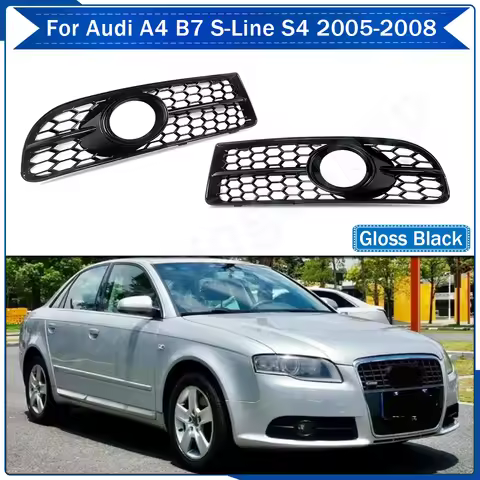 Magickit Front Bumper Racing Grills Fog Lamp Bezel For 2005 2006-2008 Audi A4 B7 S-Line Car Accessor