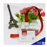 UHOO 6615 Transparent Acrylic ID card holder with multi colour lanyard