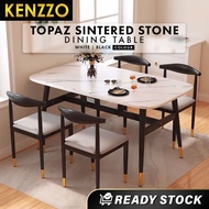 Kenzzo New Sampai Promo: 2 size Sintered Stone Table + 4 kerusi makan / meja makan 4 kerusi Topaz Ma